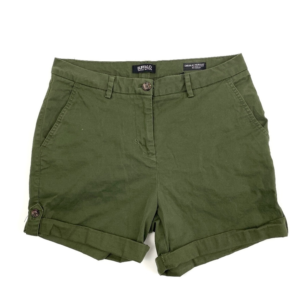 Buffalo David‎ Button Chino Carlisle Mid Rise Women's size8 Green Shorts   Great